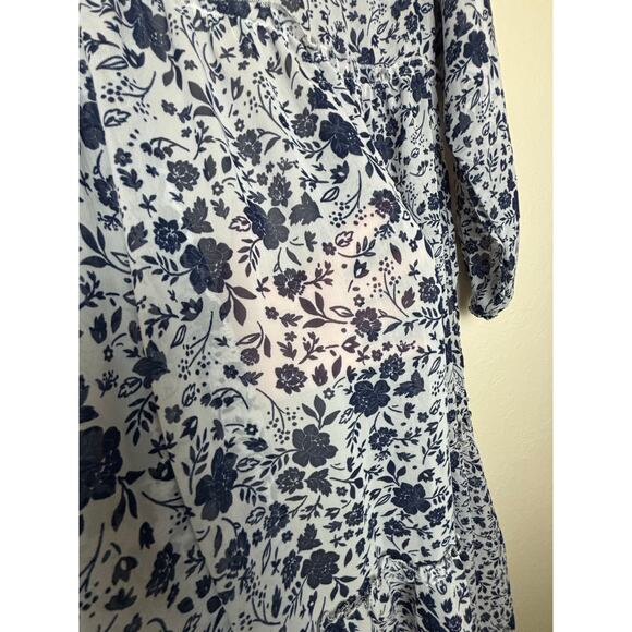 Rebellion Again Blue and White Floral Maxi Kimono One Size - Picture 9 of 9